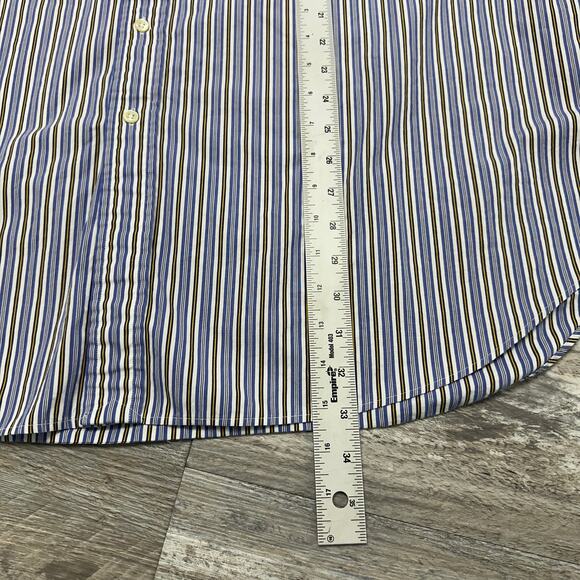Vintage Y2K Ralph Lauren Blue Striped Mens 2XLT Classic Fit Button Down Shirt - Picture 8 of 9